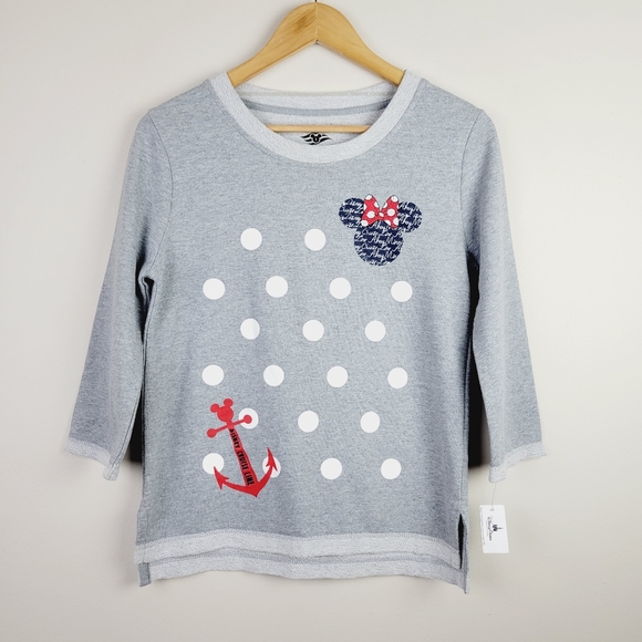 Disney Tops - Disney Cruise Line | Minnie Mouse Anchor Polka Dot Nautical Pullover Sweatshirt
